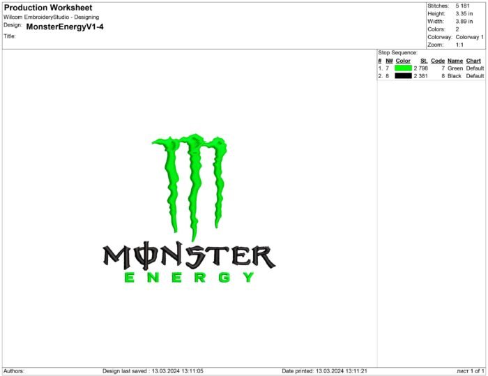 Monster Energy Embroidery Designs For Machine Embroidery