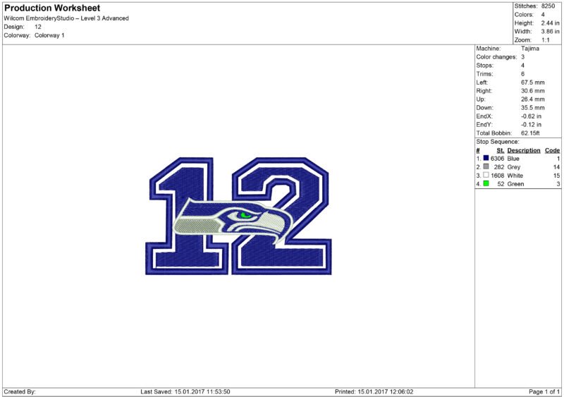 Seattle Seahawks embroidery