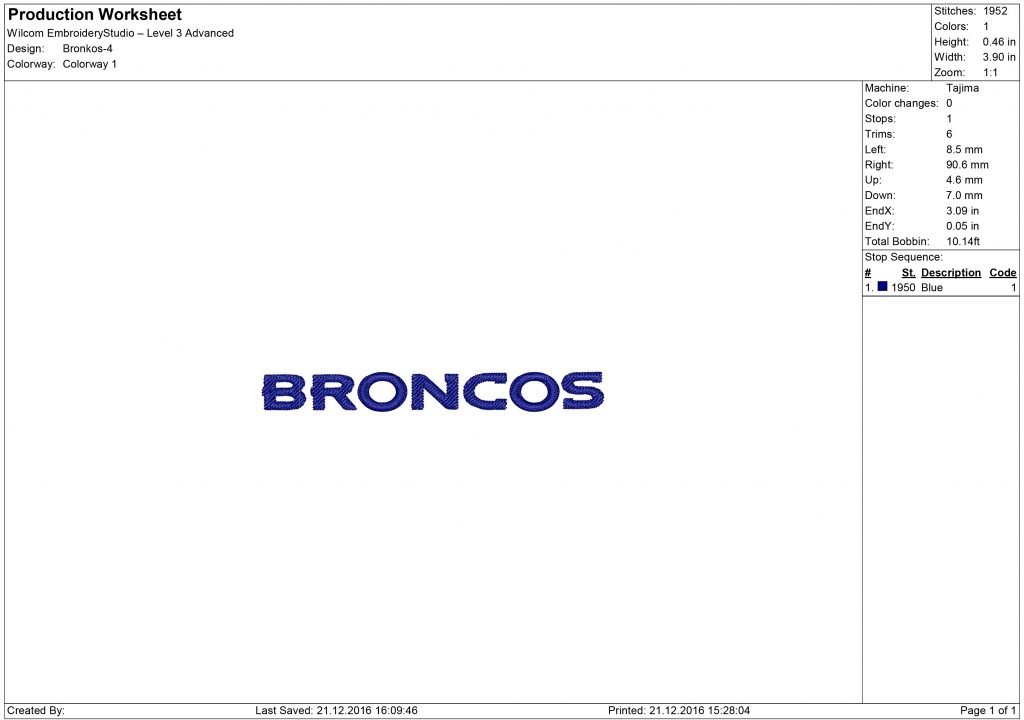 Broncos embroidery