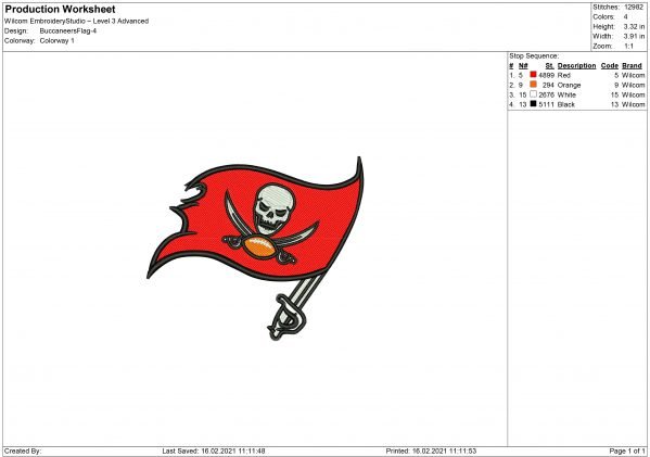 Tampa Bay Buccaneers embroidery design