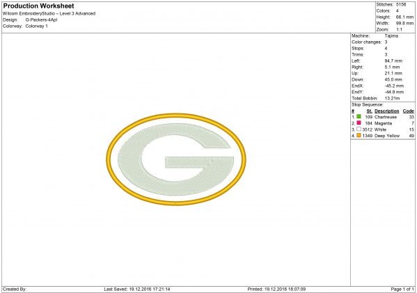 Packers embroidery