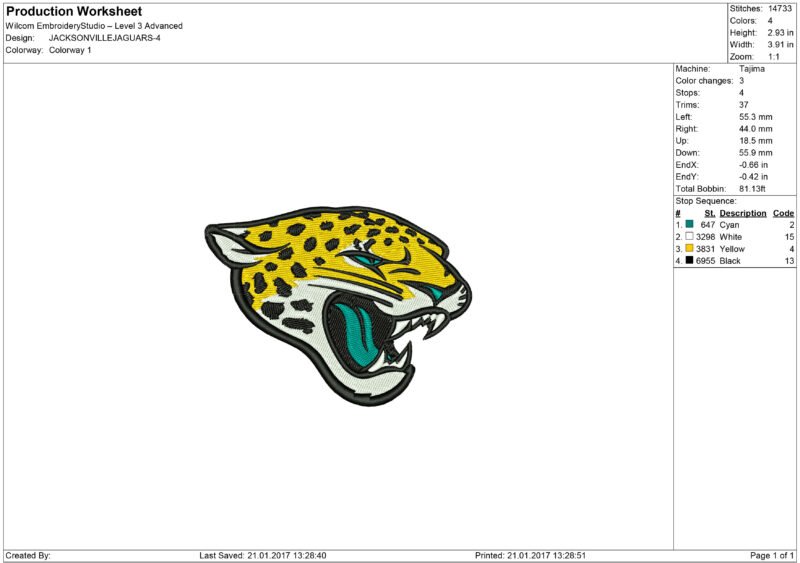 Jaguars embroidery