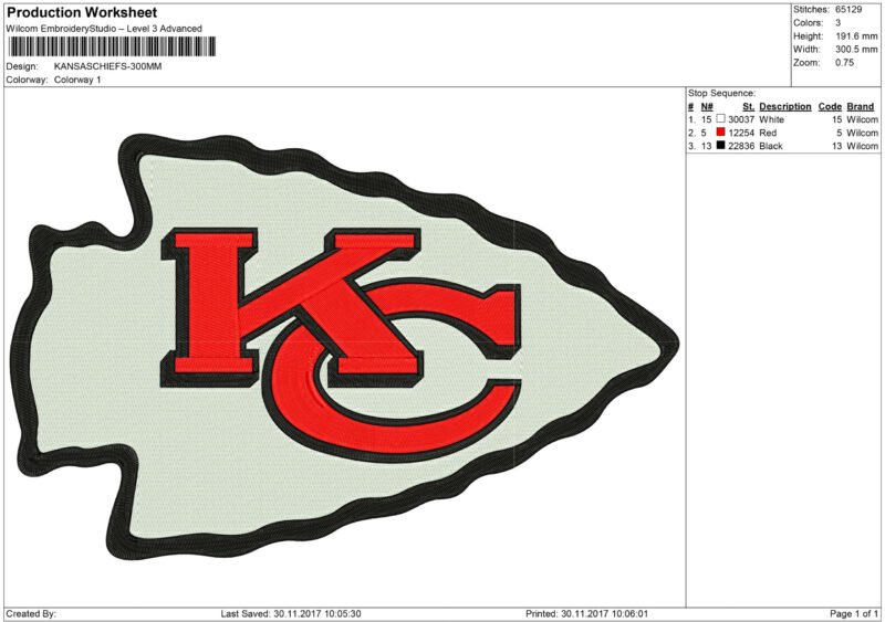 Chiefs embroidery