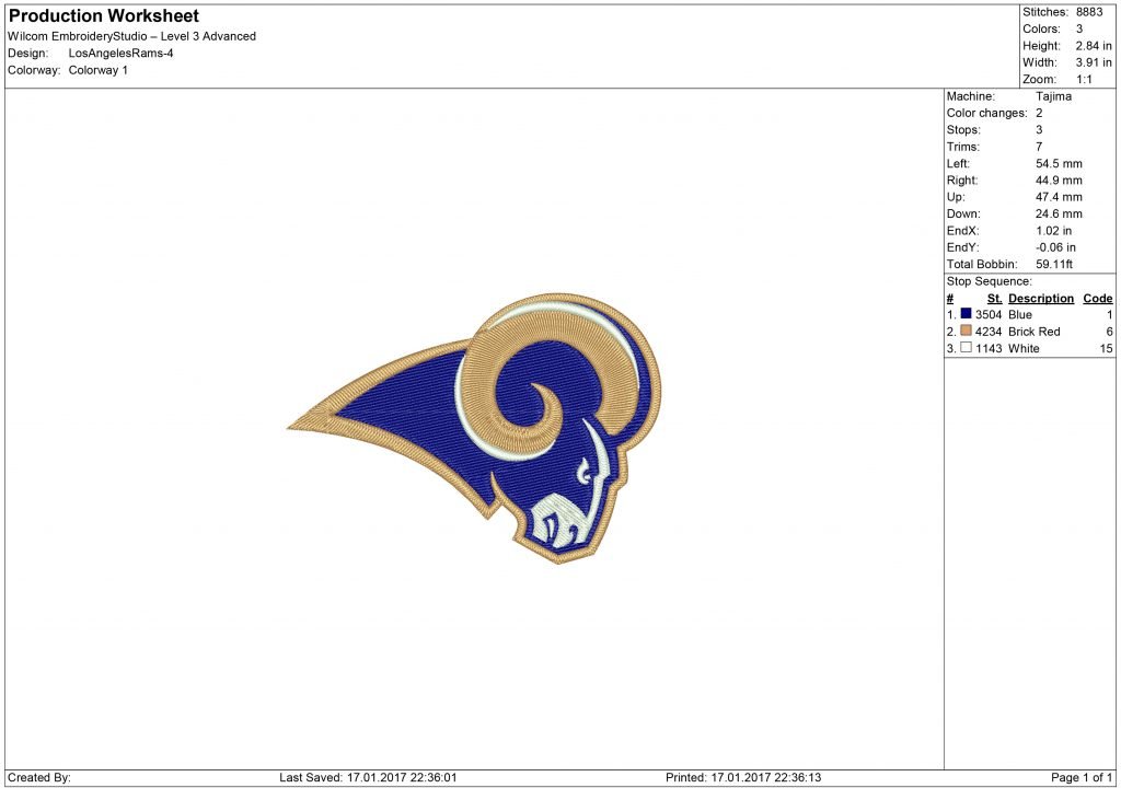 Los Angeles Rams embroidery