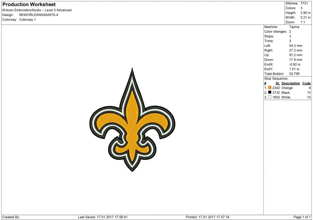 New Orleans Saints embroidery