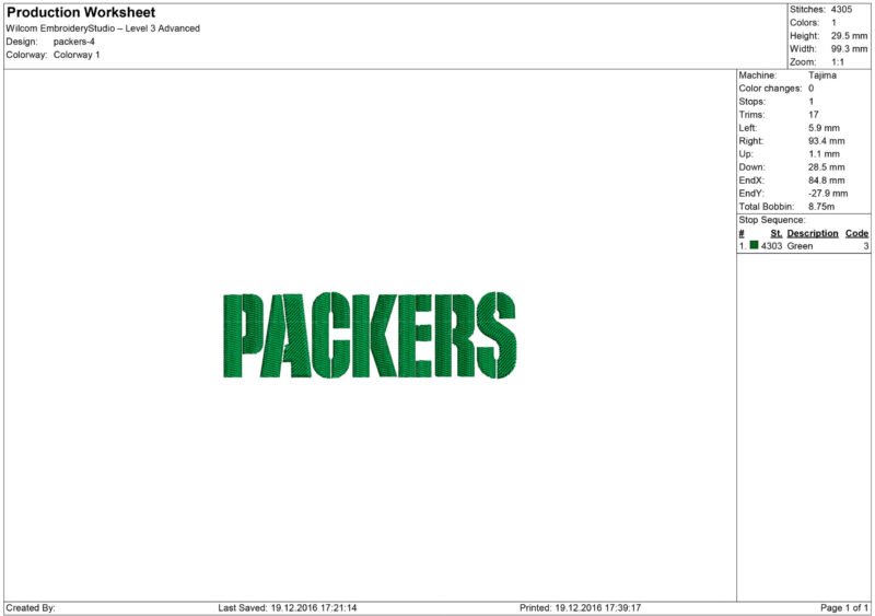 Packers embroidery
