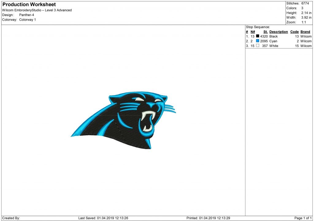 Panthers embroidery