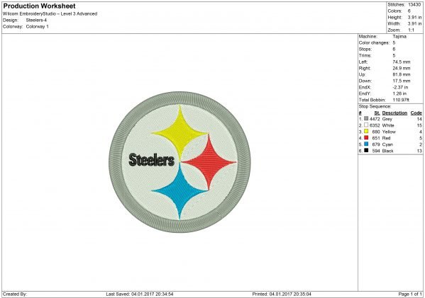 Steelers embroidery
