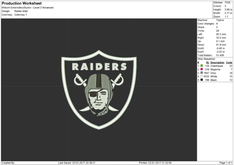 Oakland Raiders embroidery