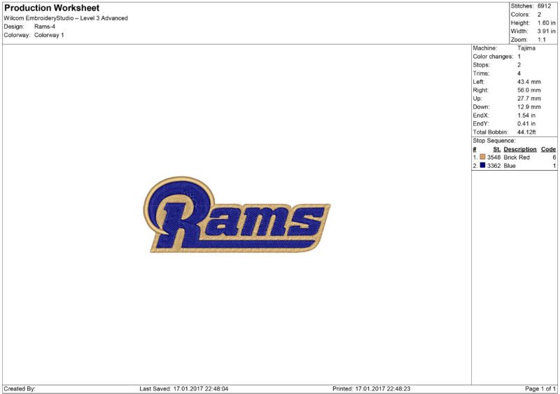 Los Angeles Rams embroidery