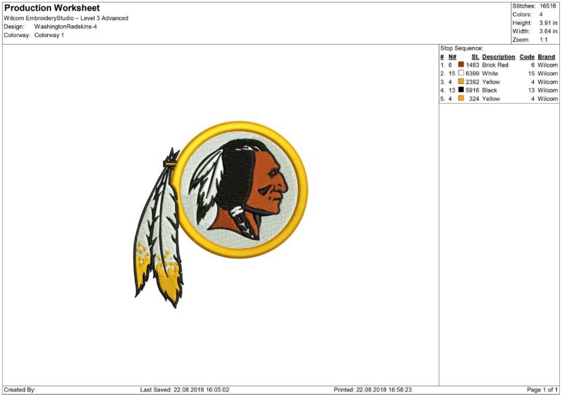Redskins embroidery