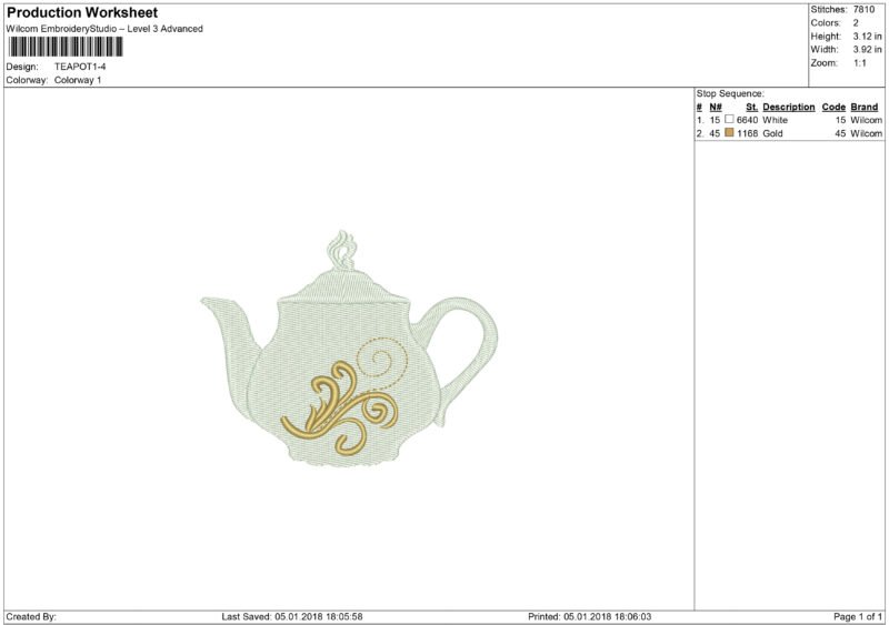 Teapot Embroidery design and Applique - Image 7