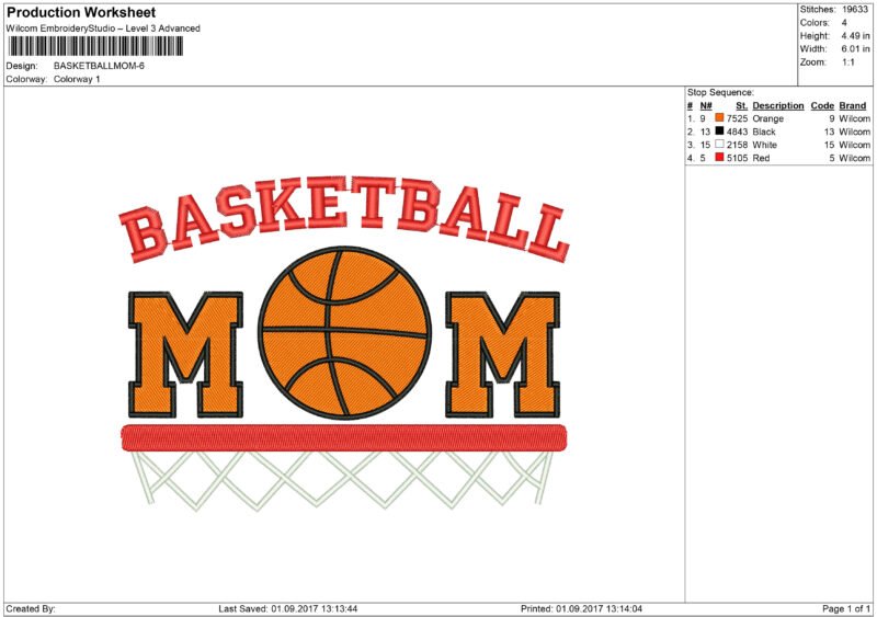 Basketball mom Embroidery design - Image 3