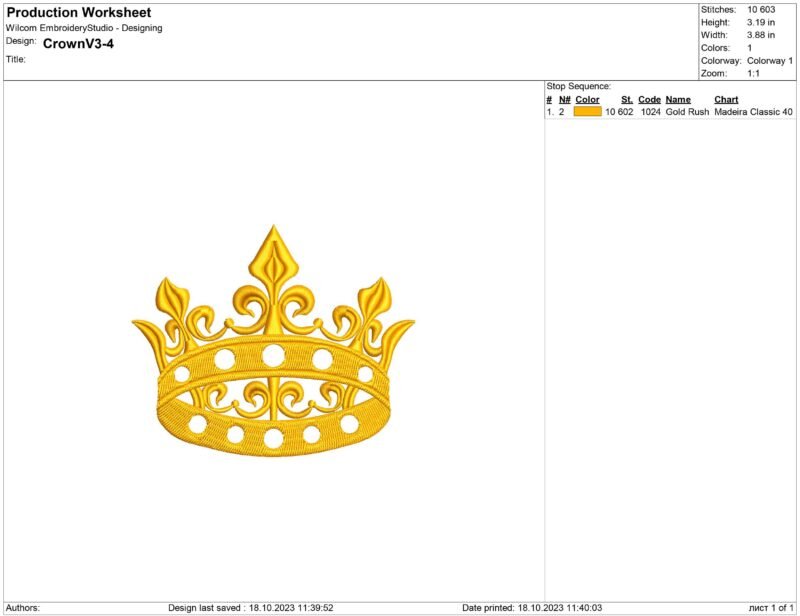 Crown embroidery design