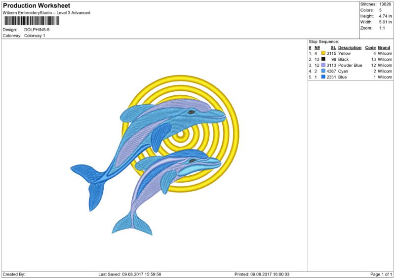 Dolphins Embroidery design - Image 3
