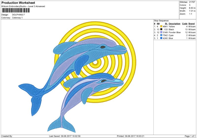 Dolphins Embroidery design - Image 2