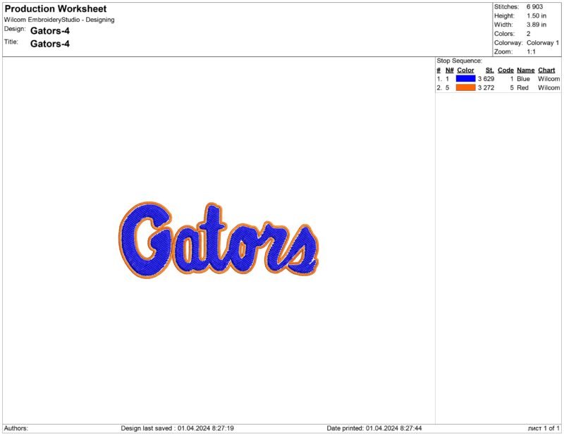 Florida Gators Embroidery design