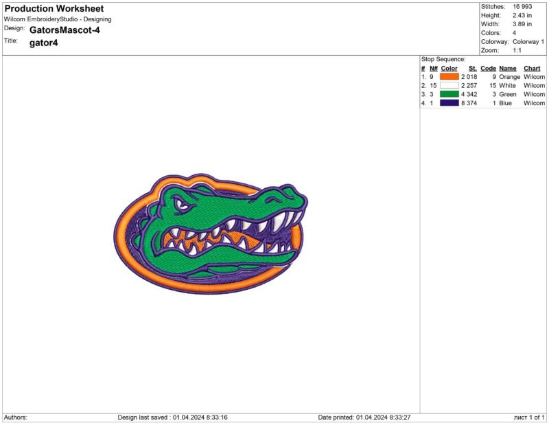 Florida Gators Embroidery design