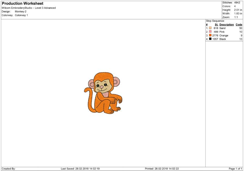 Monkey Embroidery design - Image 2