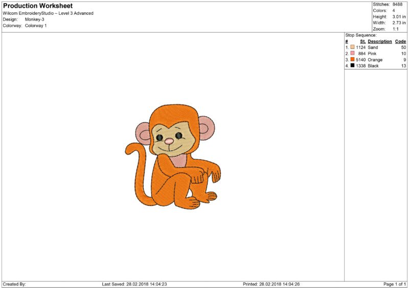 Monkey Embroidery design - Image 3