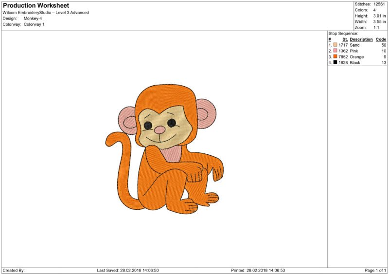 Monkey Embroidery design - Image 4