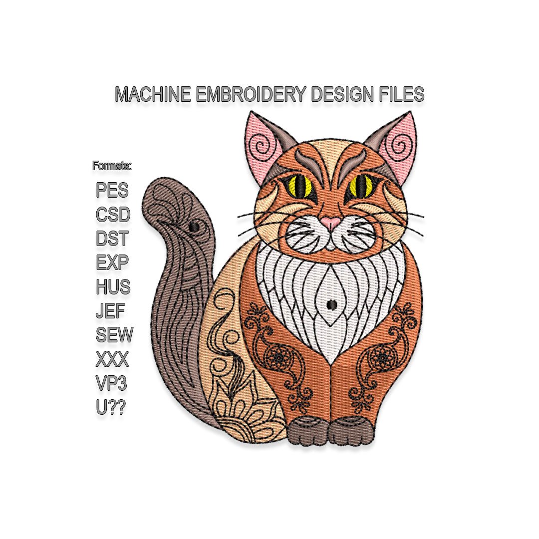 Tatooed Cat Embroidery design