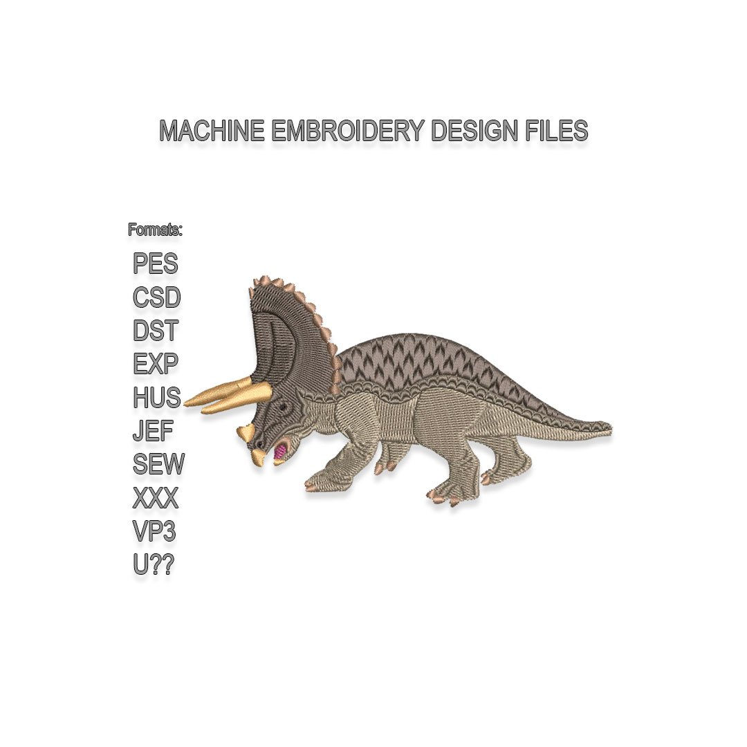 Triceratops Embroidery design