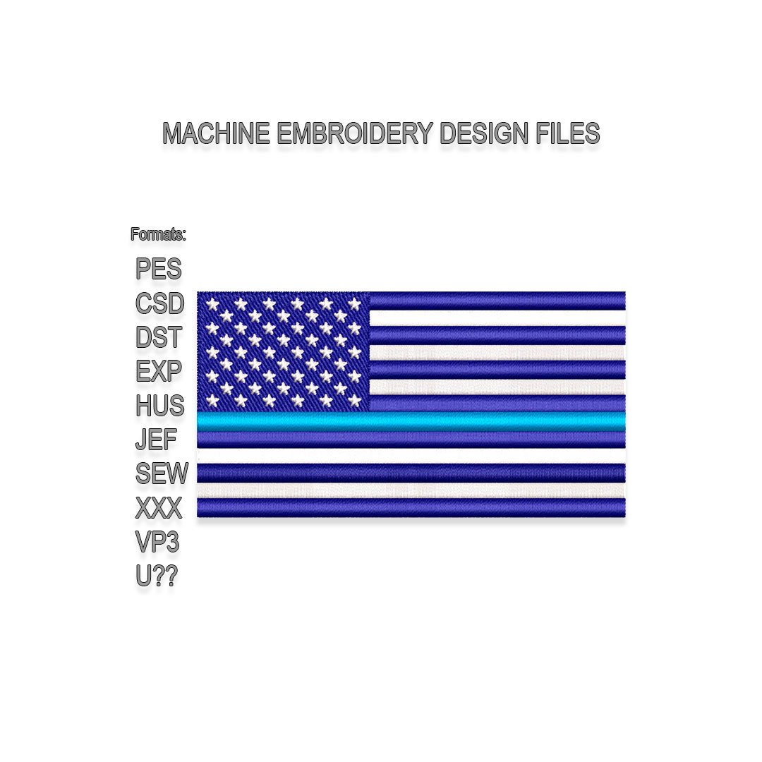 Thin Blue Line flag Embroidery design