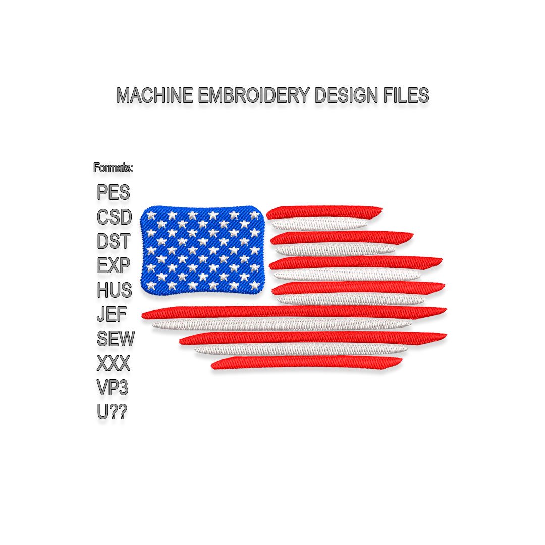 Curved American Flag Embroidery design