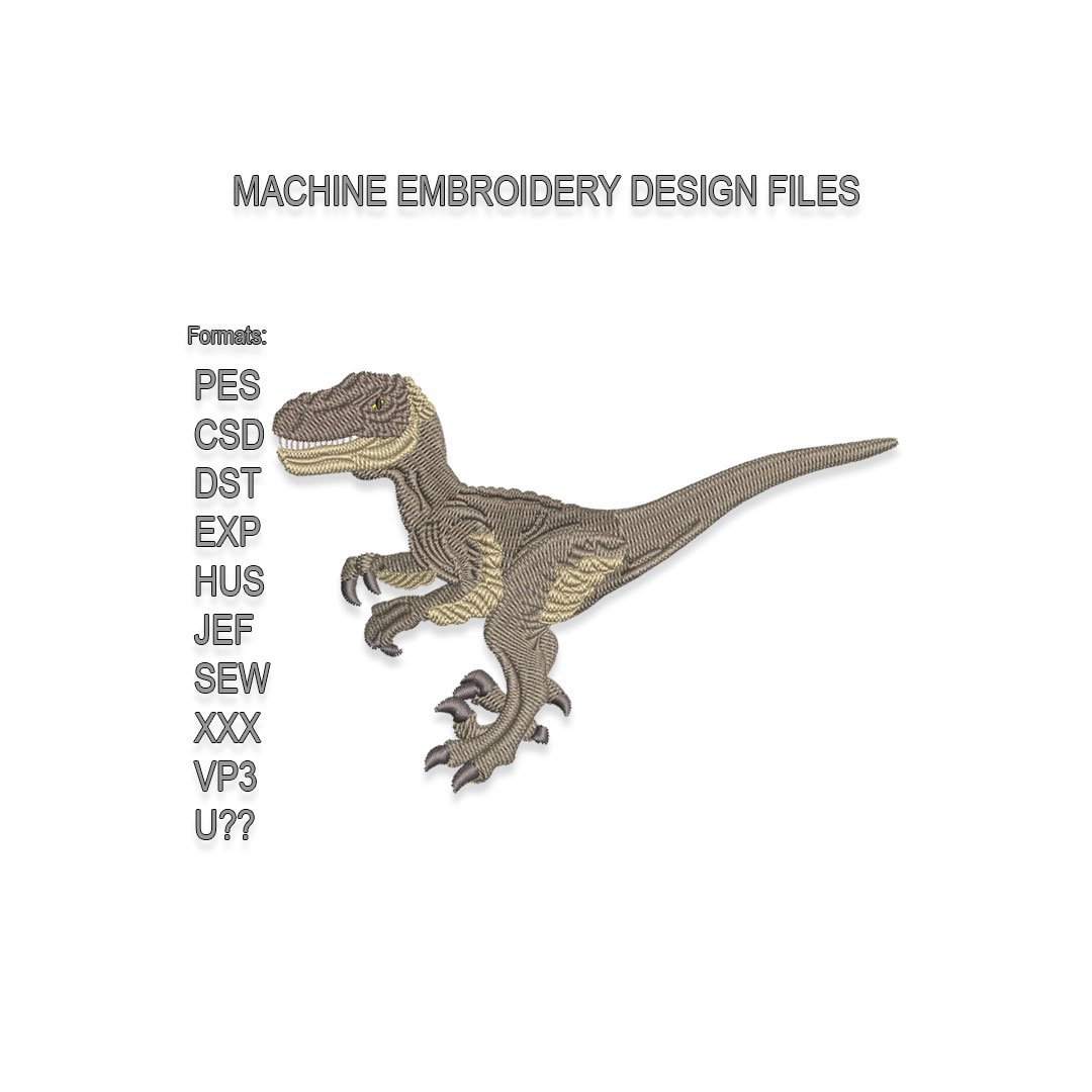 Velociraptor Dinosaur Embroidery design