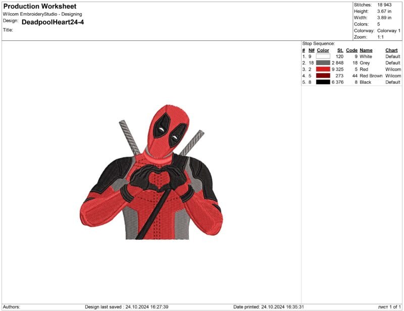 Heart Hands Deadpool Embroidery design