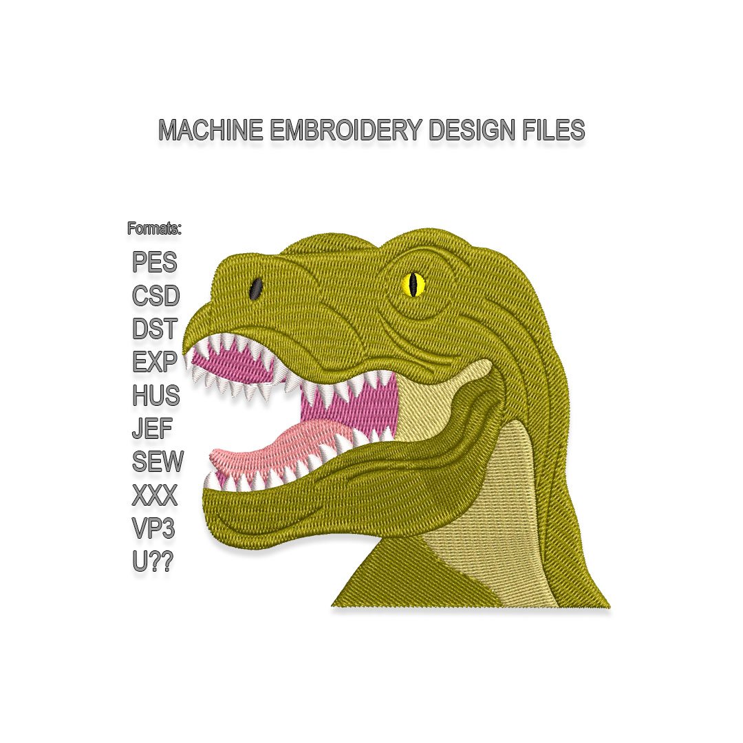 T-Rex Face Dinosaur embroidery design