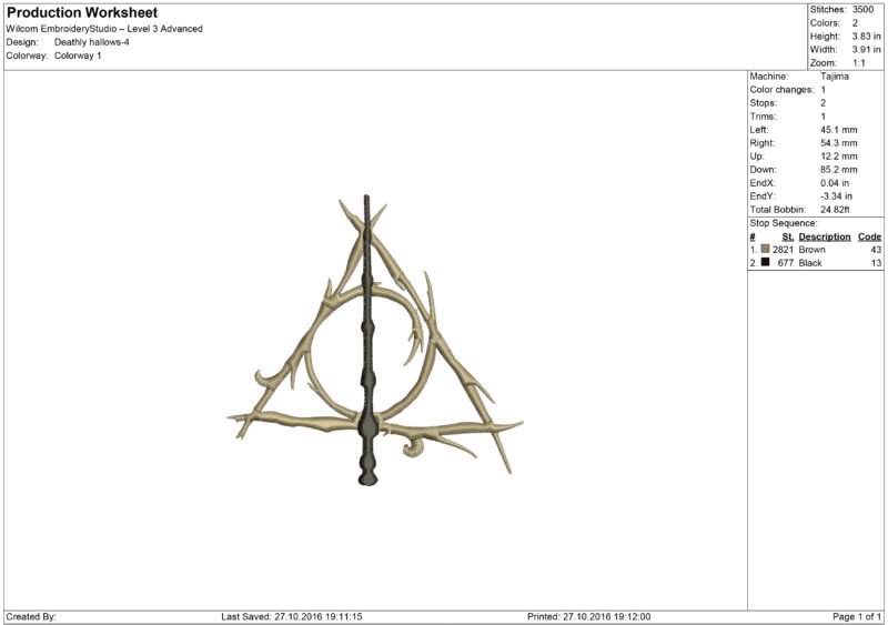 Harry Potter Deathly Hallows embroidery