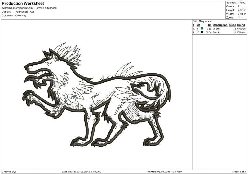 Hodag Wolf Embroidery design files for Machine embroidery