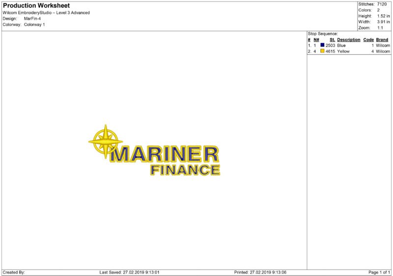 Mariner Finance Embroidery