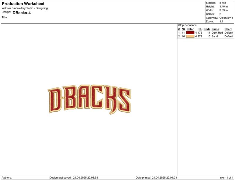 Arizona Diamondbacks Embroidery design
