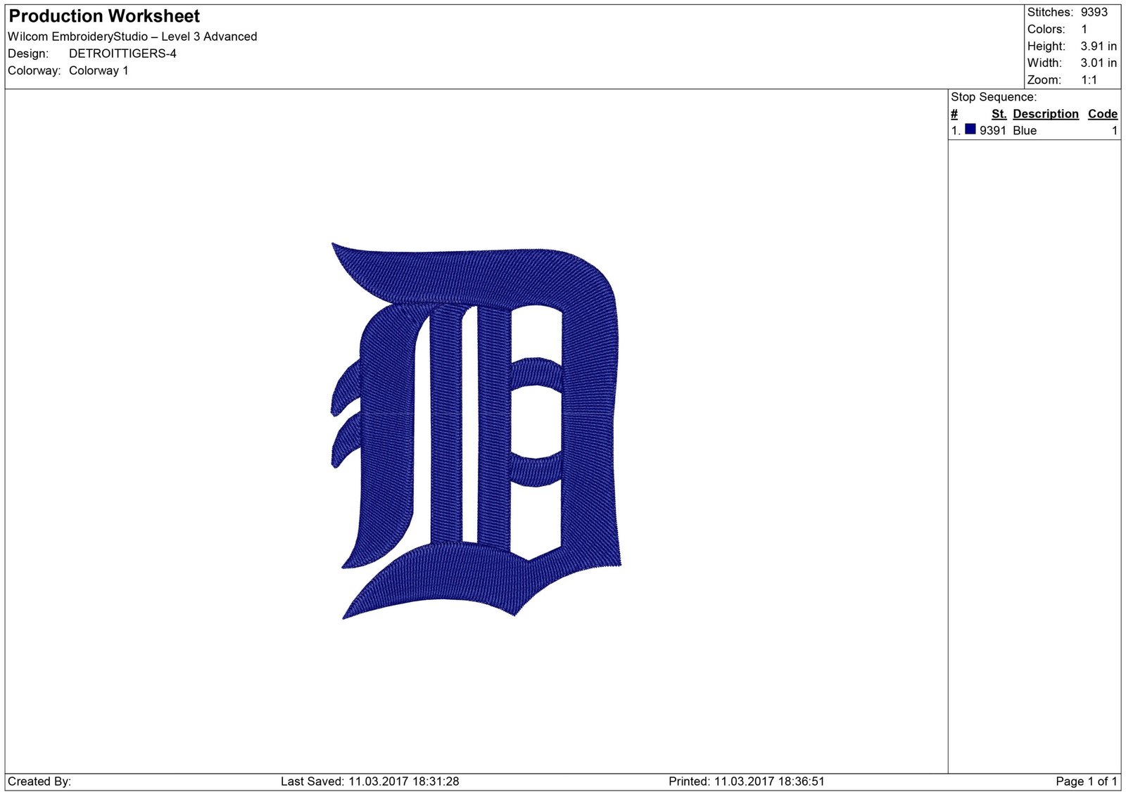 Detroit Tigers Embroidery design