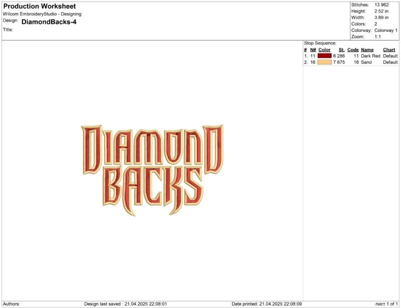 Arizona Diamondbacks Embroidery design