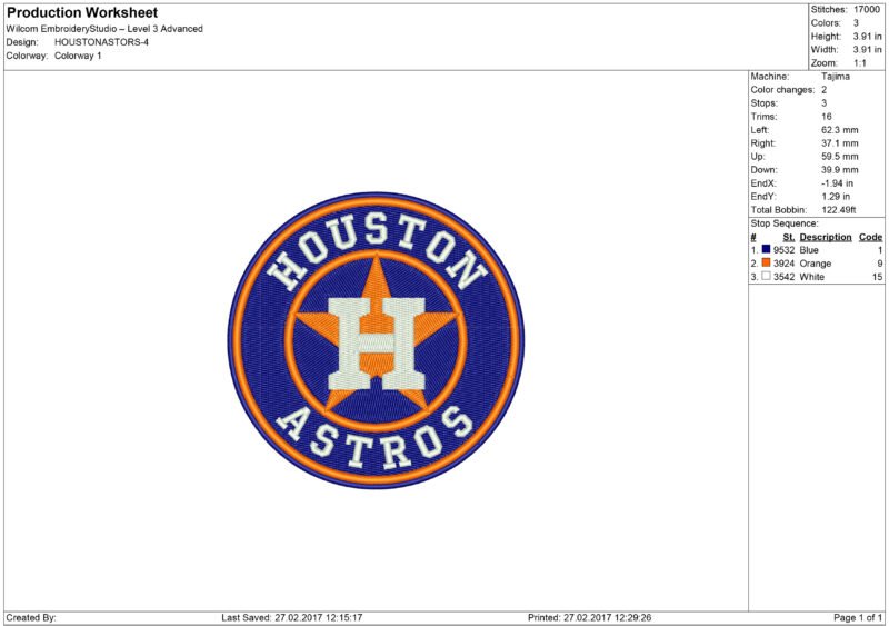 Houston Astros Embroidery