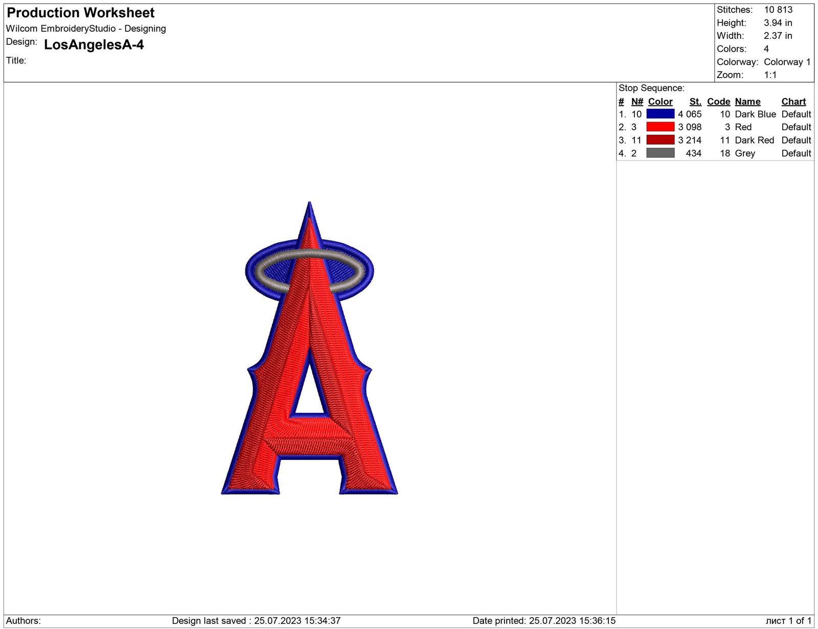 Los Angeles Angels Embroidery design files