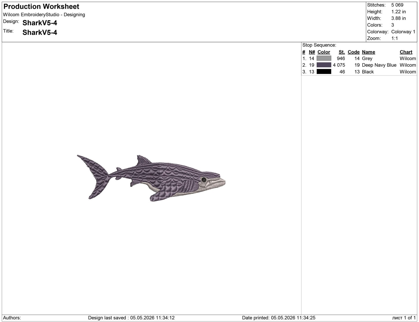 Shark Embroidery design