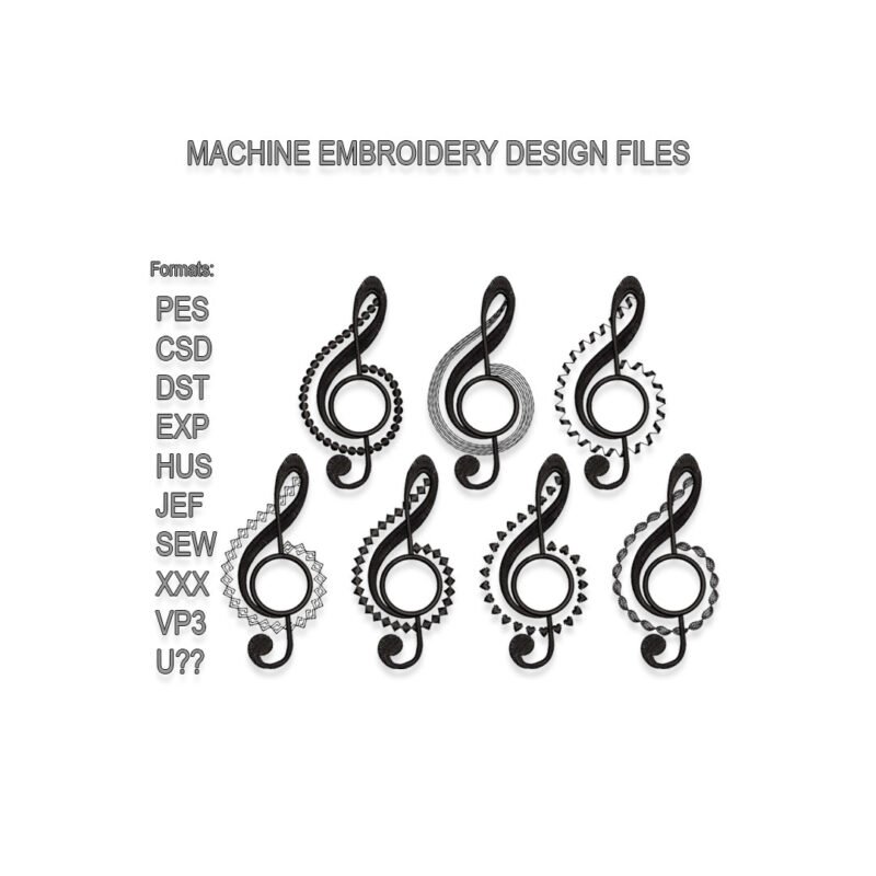 Treble Clef Embroidery Design
