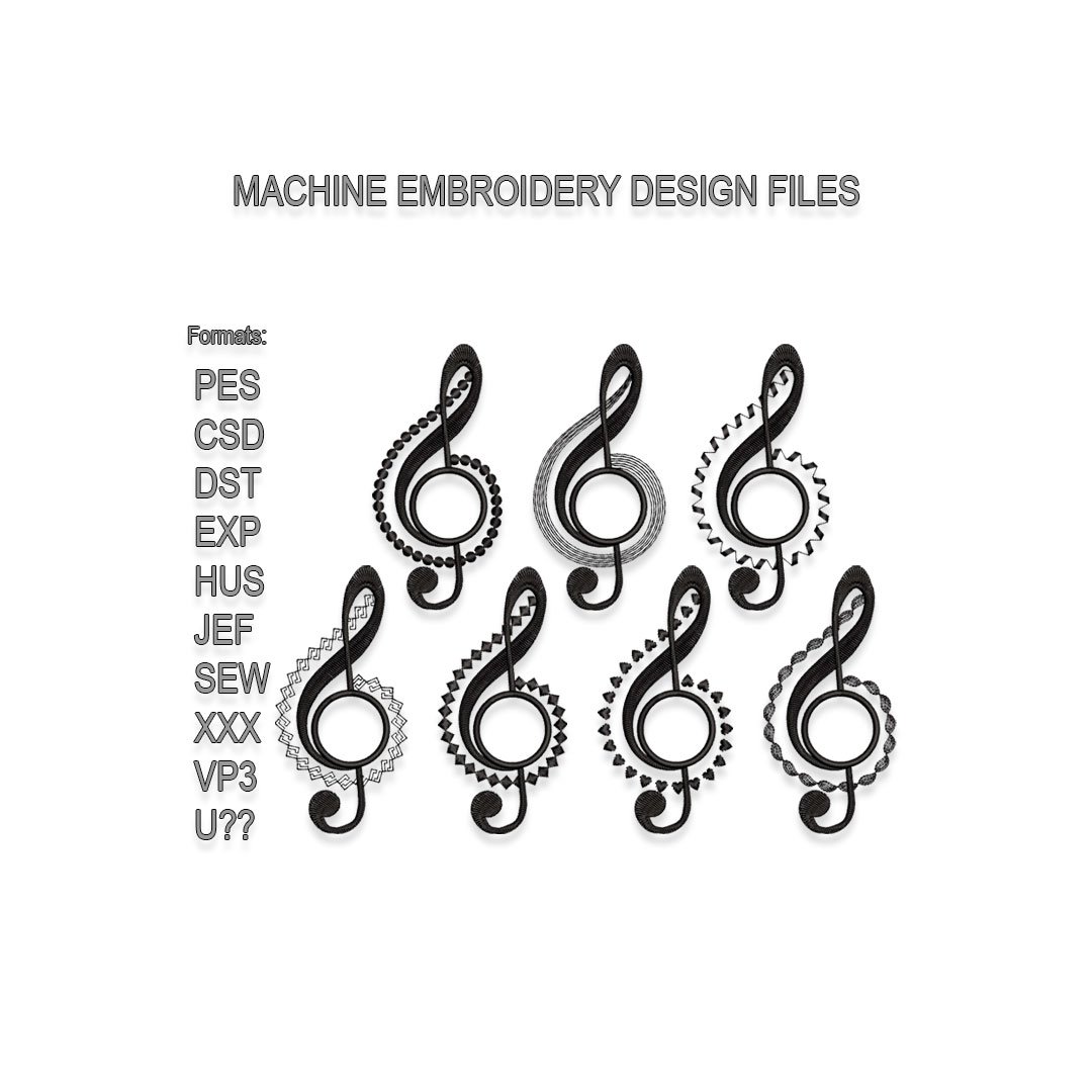 Treble Clef Embroidery Design