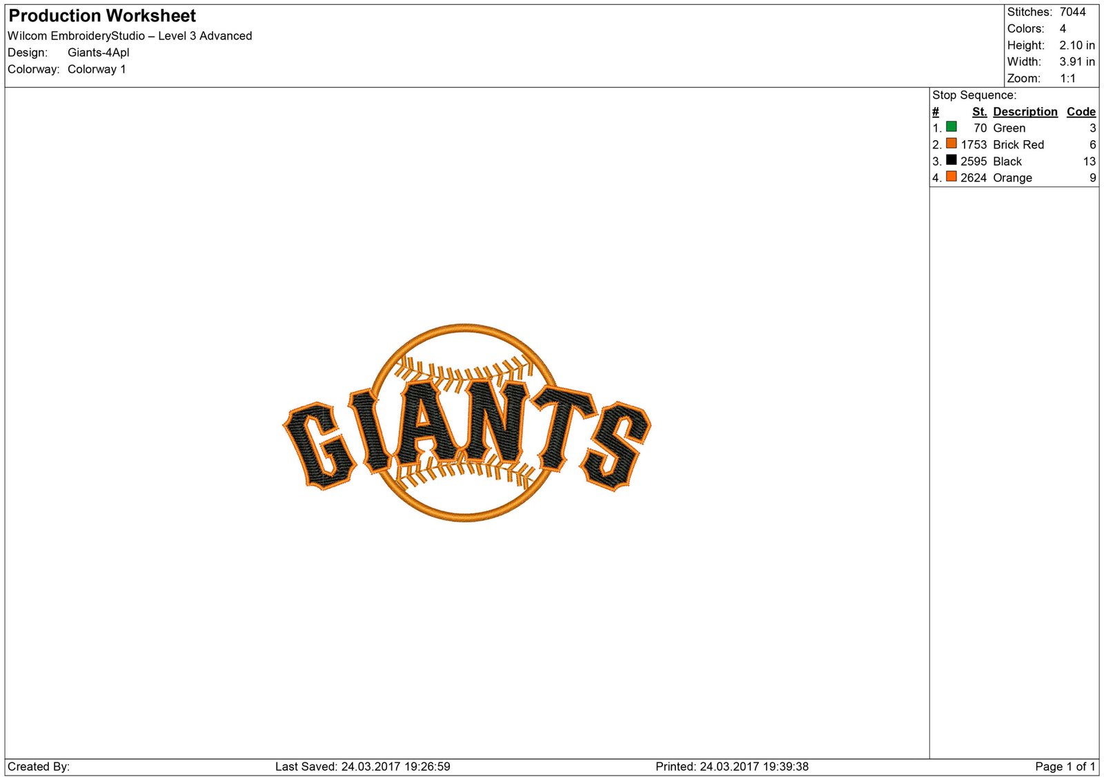 San Francisco Giants Embroidery design