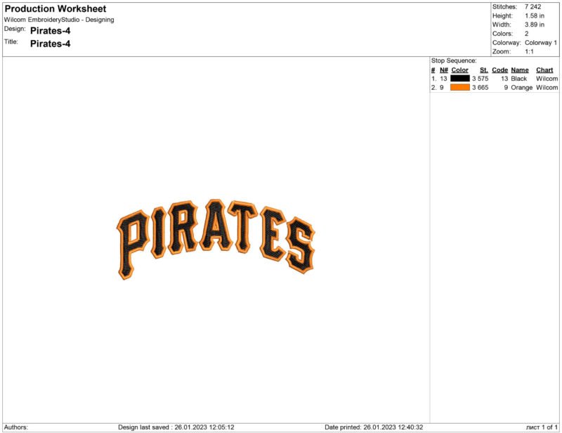 Pittsburgh Pirates Embroidery