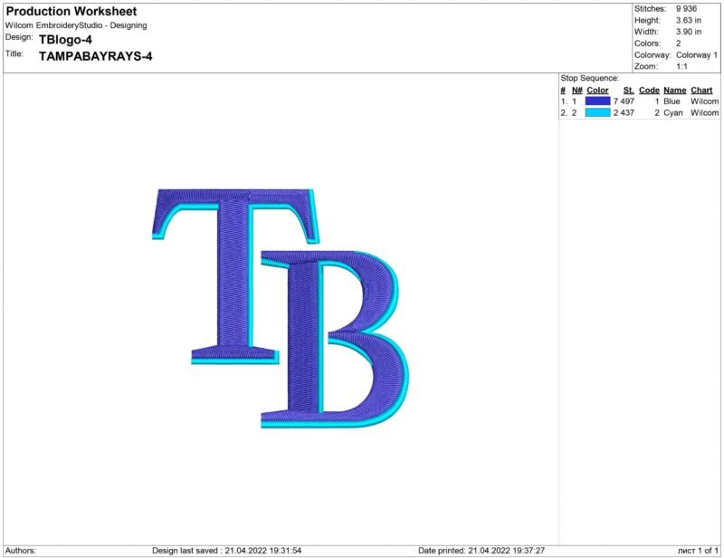 Tampa Bay Rays Embroidery design