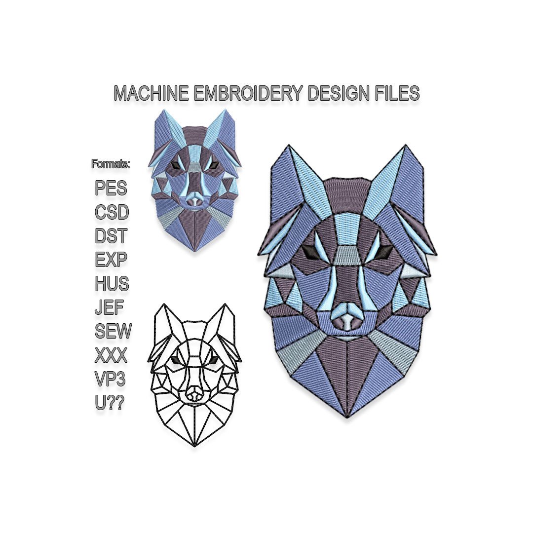 Geometric Wolf Embroidery design