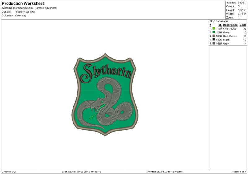 Slytherin Embroidery