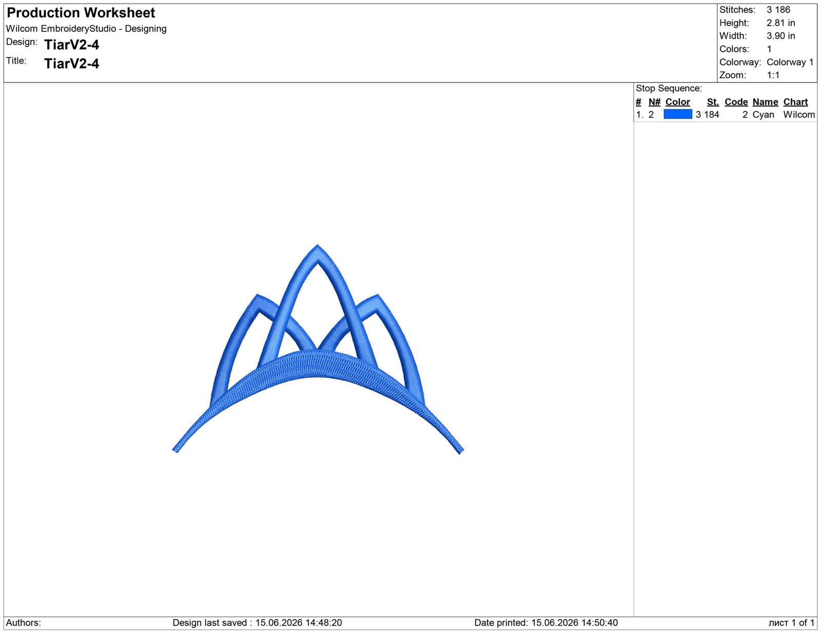 Princess Anna diadem, Princess Tina diadem Embroidery design