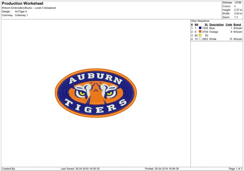 Auburn Tigers Embroidery design